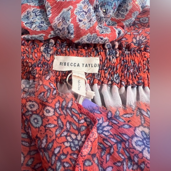 BRAND NEW - REBECCA TAYLOR Silk Floral Off The Shoulder Amanda Tiered Dress - Picture 2 of 7